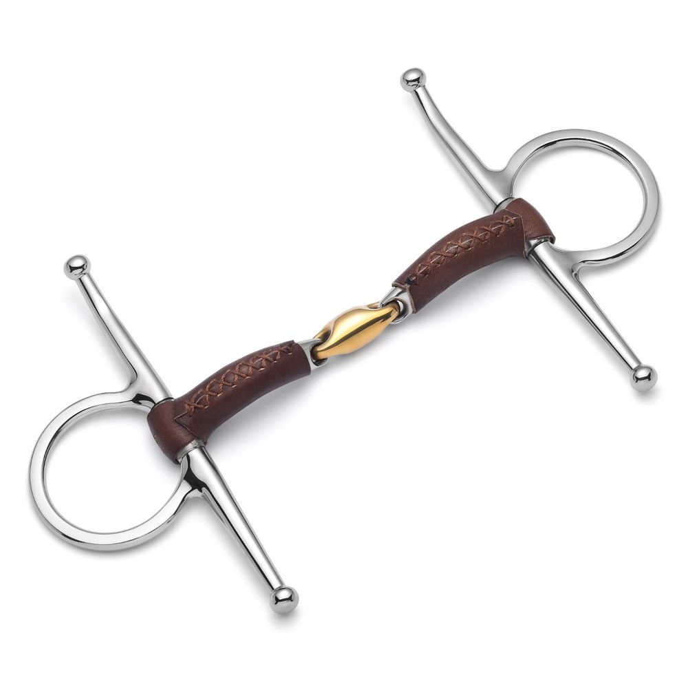 Cavalon Full Cheek Lozenge Leather Covered Snaffle Bit