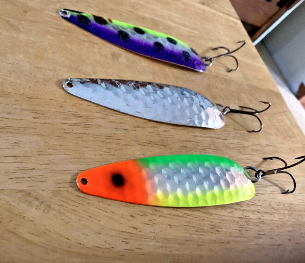THREE (3)  Magnum Silver Streak Trolling Spoons-NICE Pre-owned