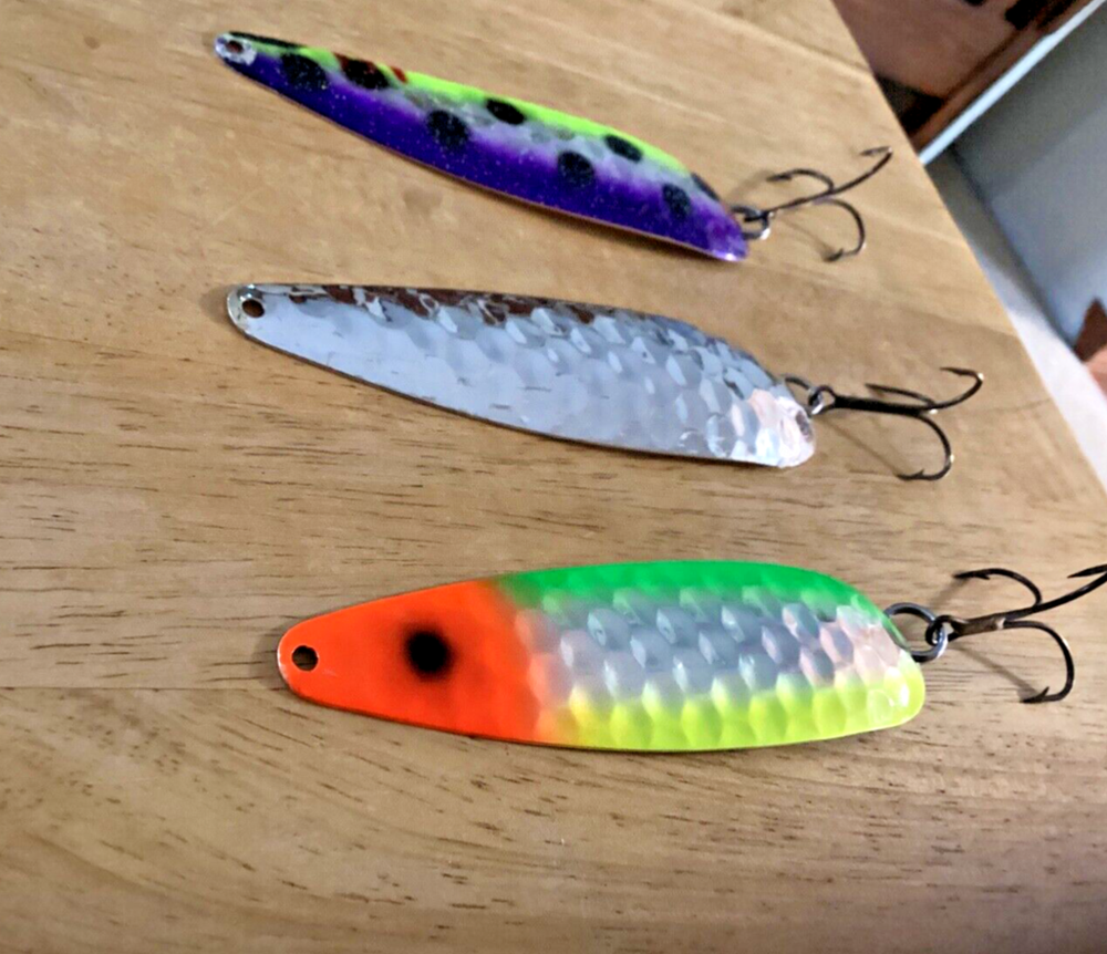 THREE (3) Magnum Silver Streak Trolling Spoons-NICE Pre-owned