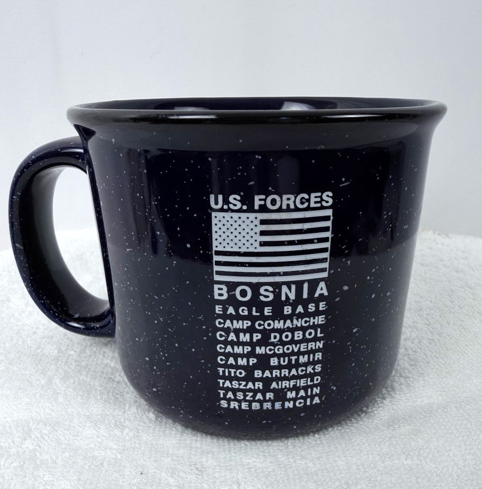 Vintage Task Force Eagle US Forces SFOR Bosnia Campfire-Style Ceramic Mug Rare