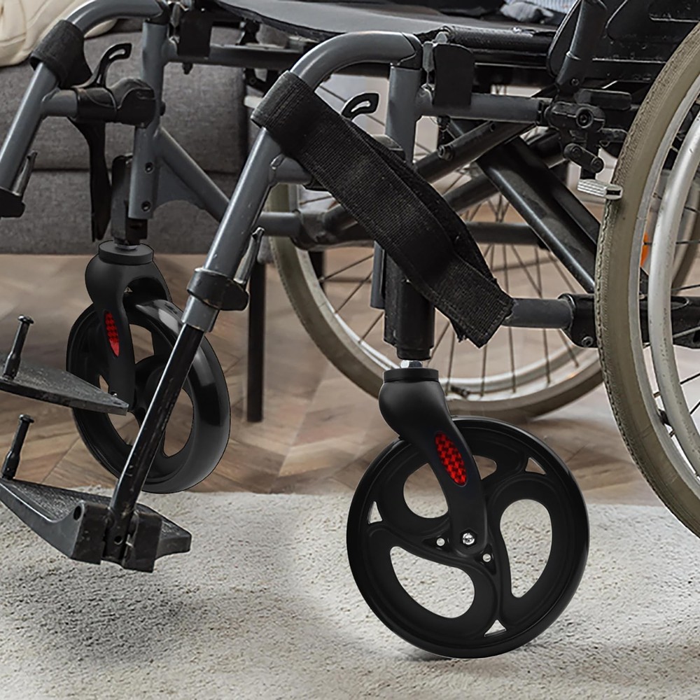 2 Pack 8 Inch Wheelchair Front Wheels Replacement with Front Fork Drive Front...
