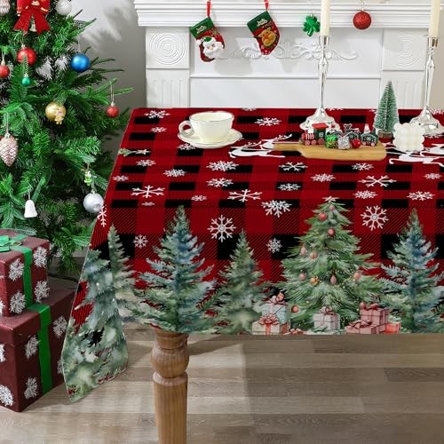 Christmas Tablecloth (red and Black, 70" x 50" (Rectangular) Red and Black