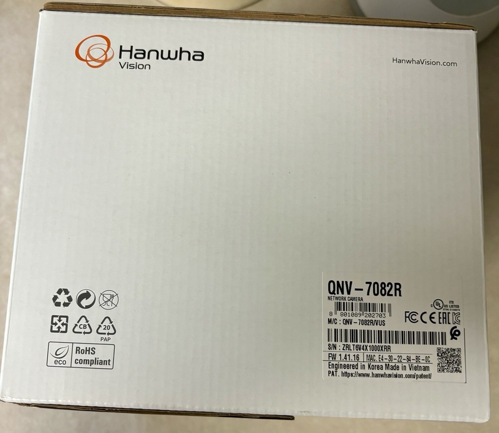 Hanwha QNV-7082R IP Dome Camera.