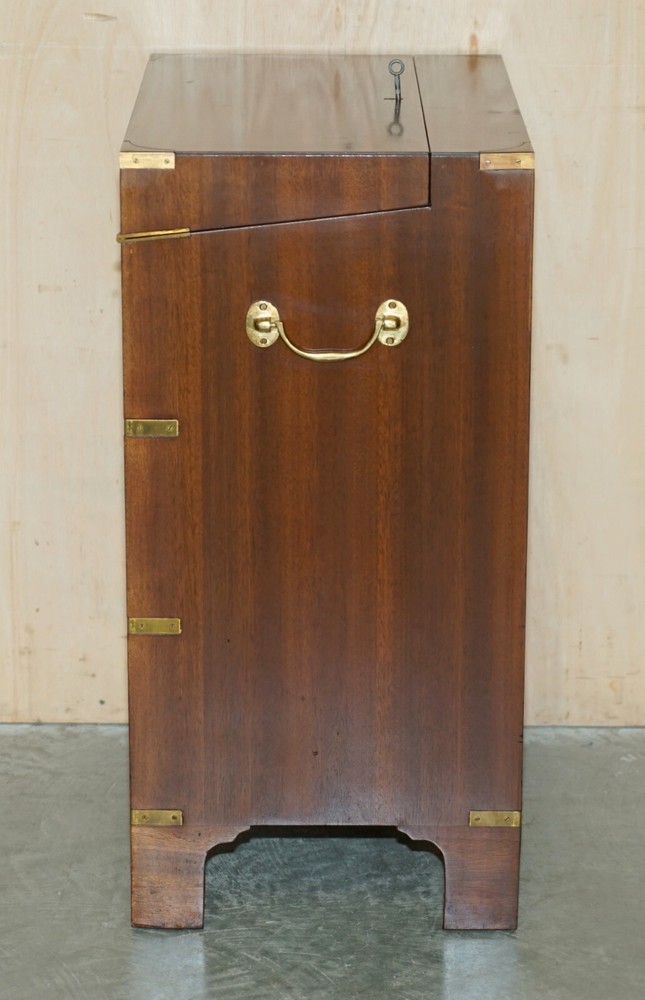 MAHOGANY MILITARY CAMPAIGN DRINKS CABINET HIDDEN INSIDE A SIDE TABLE MUST SEE!