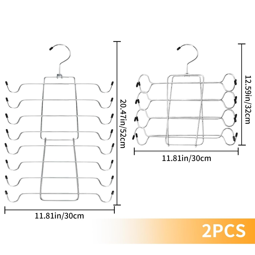 2Pcs Multi-Layer Folding Hangers - 360°Swivel Hook Space Saving Hanger for Ta...