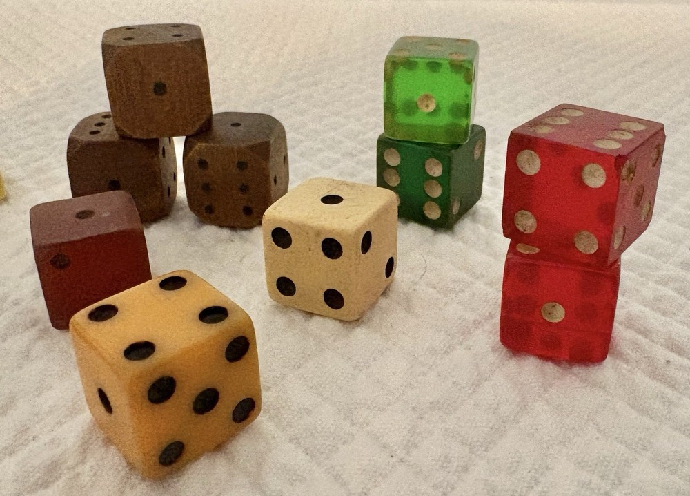 Dice Ashtray w/Antique Dice Lot