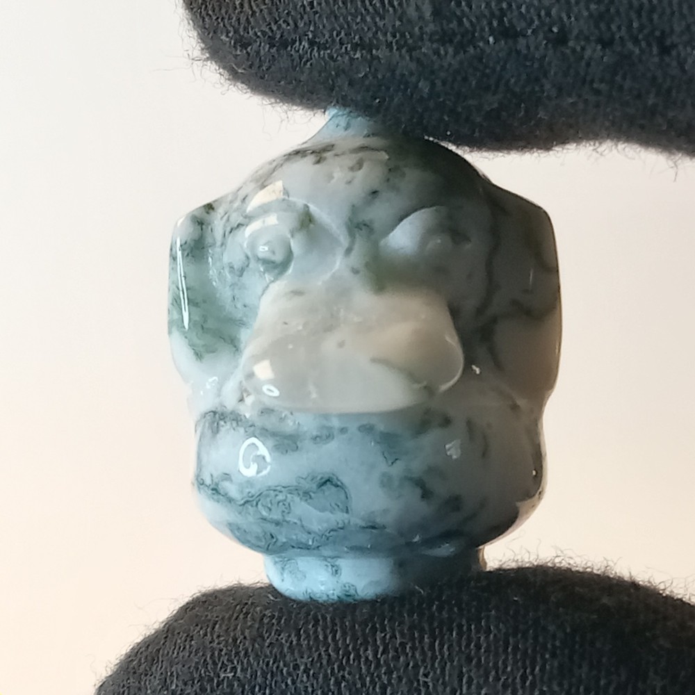 Moss Agate Crystal Psyduck Pokemon Character Carving 16g | E15