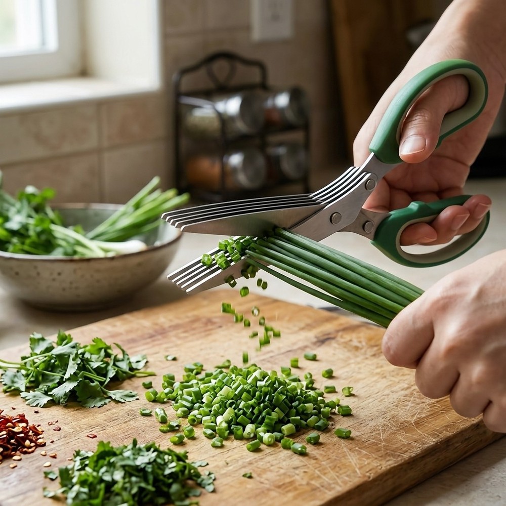 5-Blade Kitchen Scissors Stainless Steel Multi-Layer Herb Cutter Cooking Tool