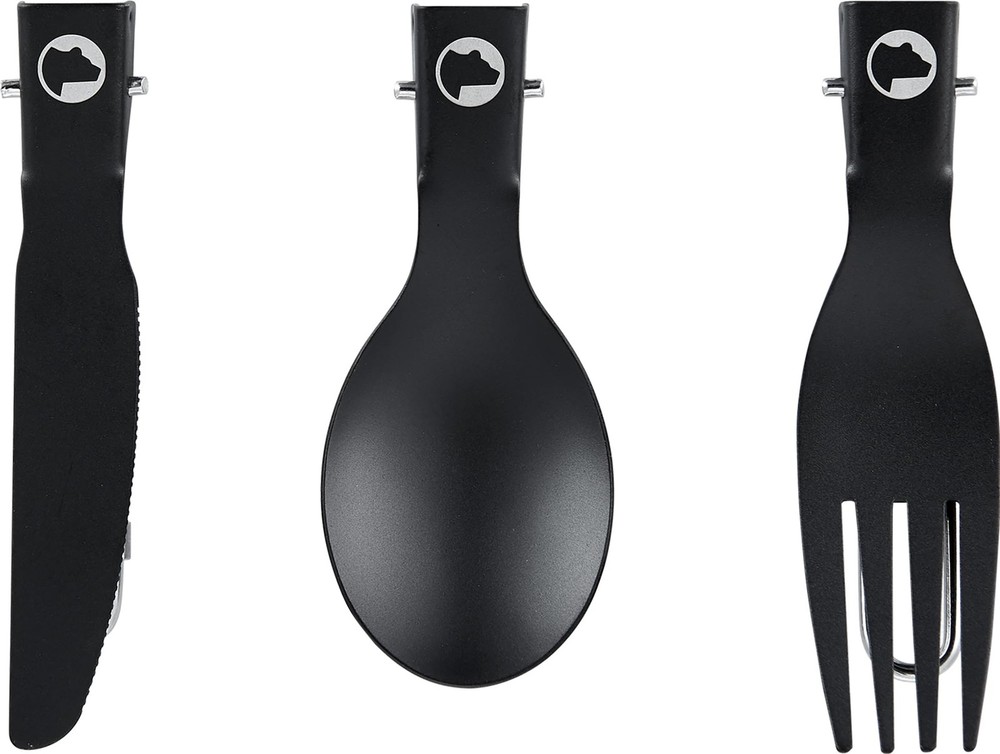 Explorer Bear Black Titanium Foldable Camping Utensil Set, 3 Pieces