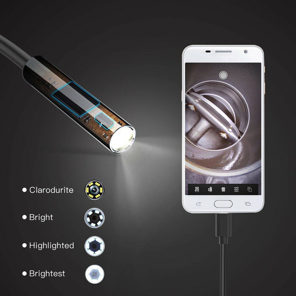 6LED HD Snake Endoscope Borescope Inspection Camera for USB Type C Android PC