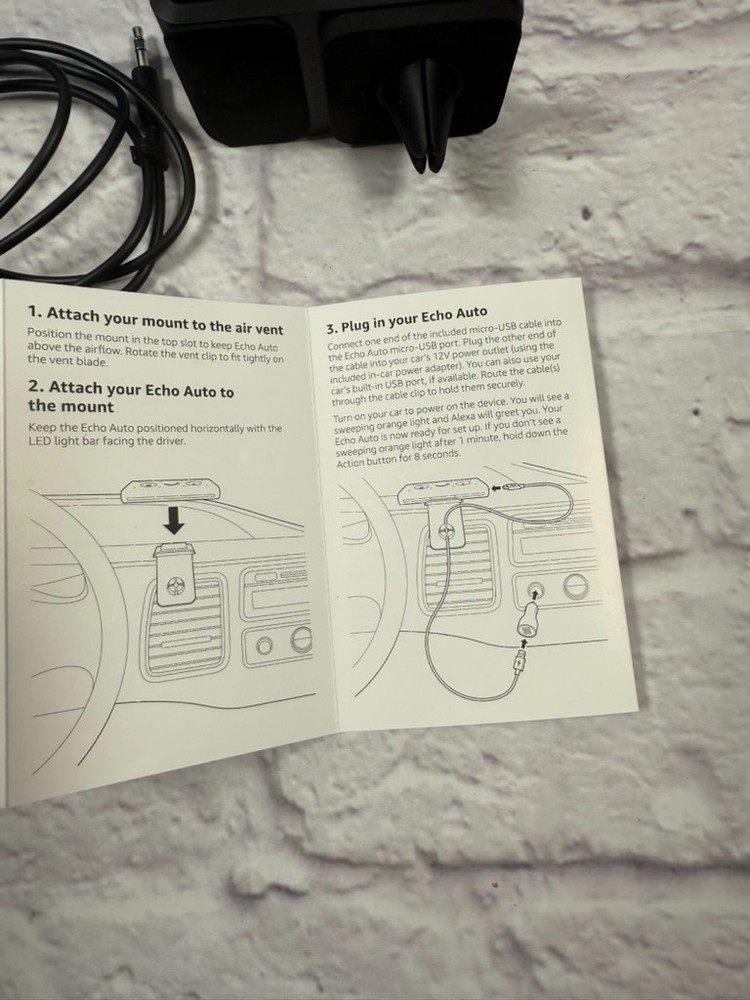 Amazon Echo Auto Air Vent Mount - Lighter Power Plug - Audio Connector