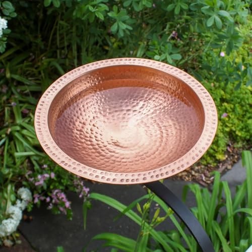 Hammered Solid Copper Birdbath- Rail Mount Bracket