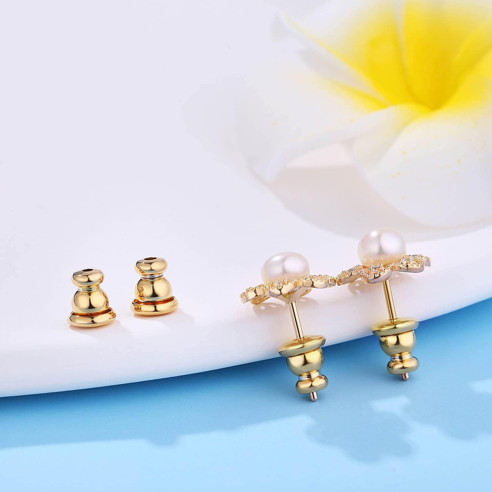 Earring Backs for Studs, 18K Gold Bullet Earring Backs Replacements for Studs/Dr
