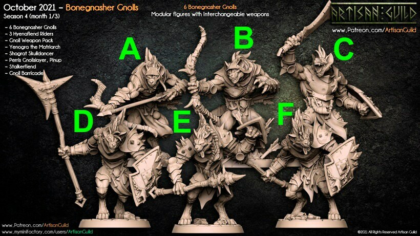 Modular Gnolls | D&D | Pathfinder | Fantasy | AoS | 3D Printed