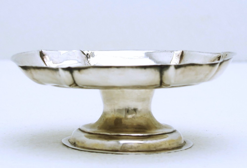 Danish Solid Silver Raised Pedestal Bowl Dish Marked Johan Roschke Dated 1755