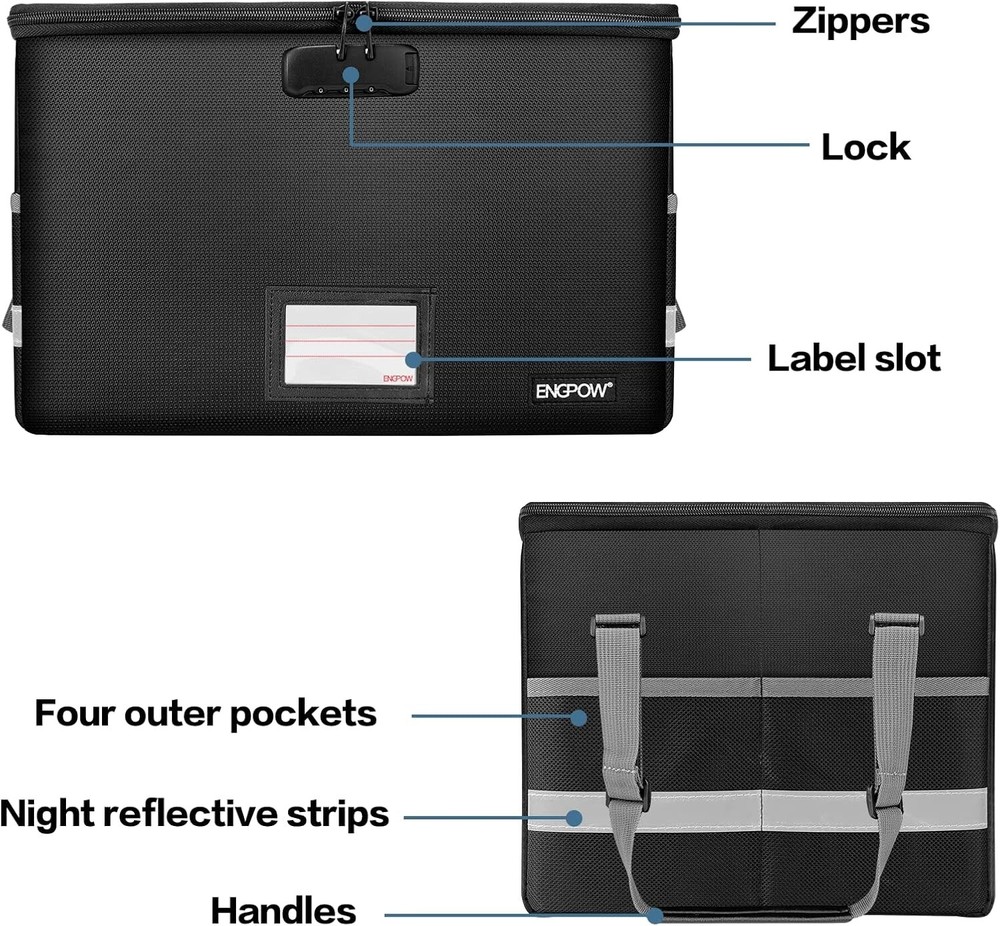 Fireproof Document Organizer with Lock - Portable and Waterproof Storage Box