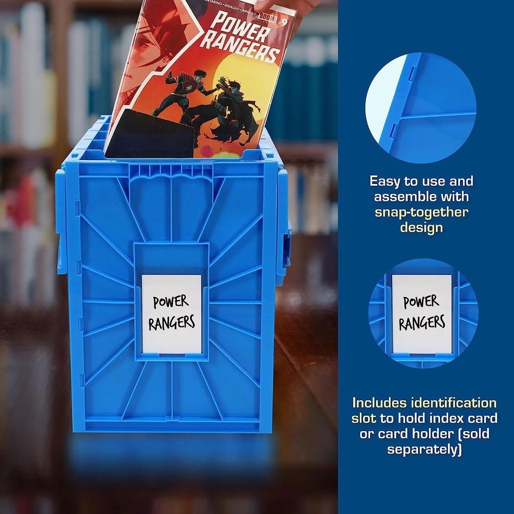 BCW Comic Book Bin Heavy Duty Plastic Box Stackable Holds 150 Bagged in New Blue
