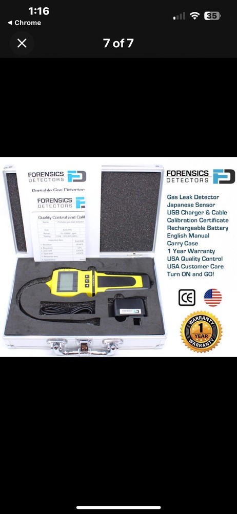 Gas Leak Detector with hard case FORENSICS DETECTOR FD-90E