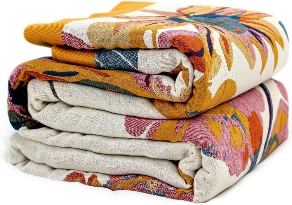 Boho Throw Blanket 100% Cotton Soft Throw Blanket Bed 90"x90" Reversible