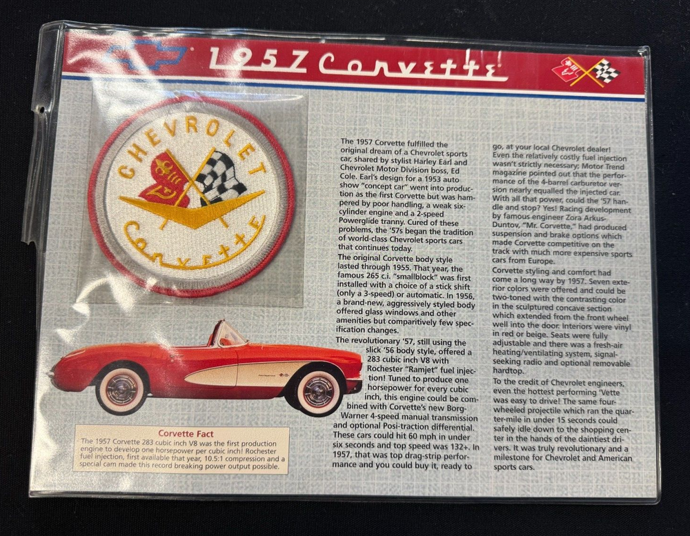 1957 CORVETTE FACT BROCHURE WITH PATCH