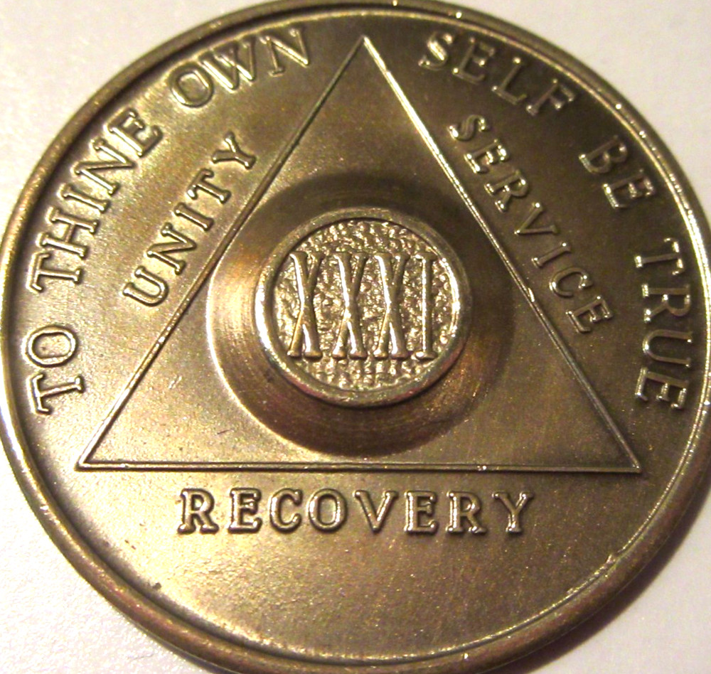 Alcoholics Anonymous 31 Year AA BACK Bronze Medallion Chip Coin Token
