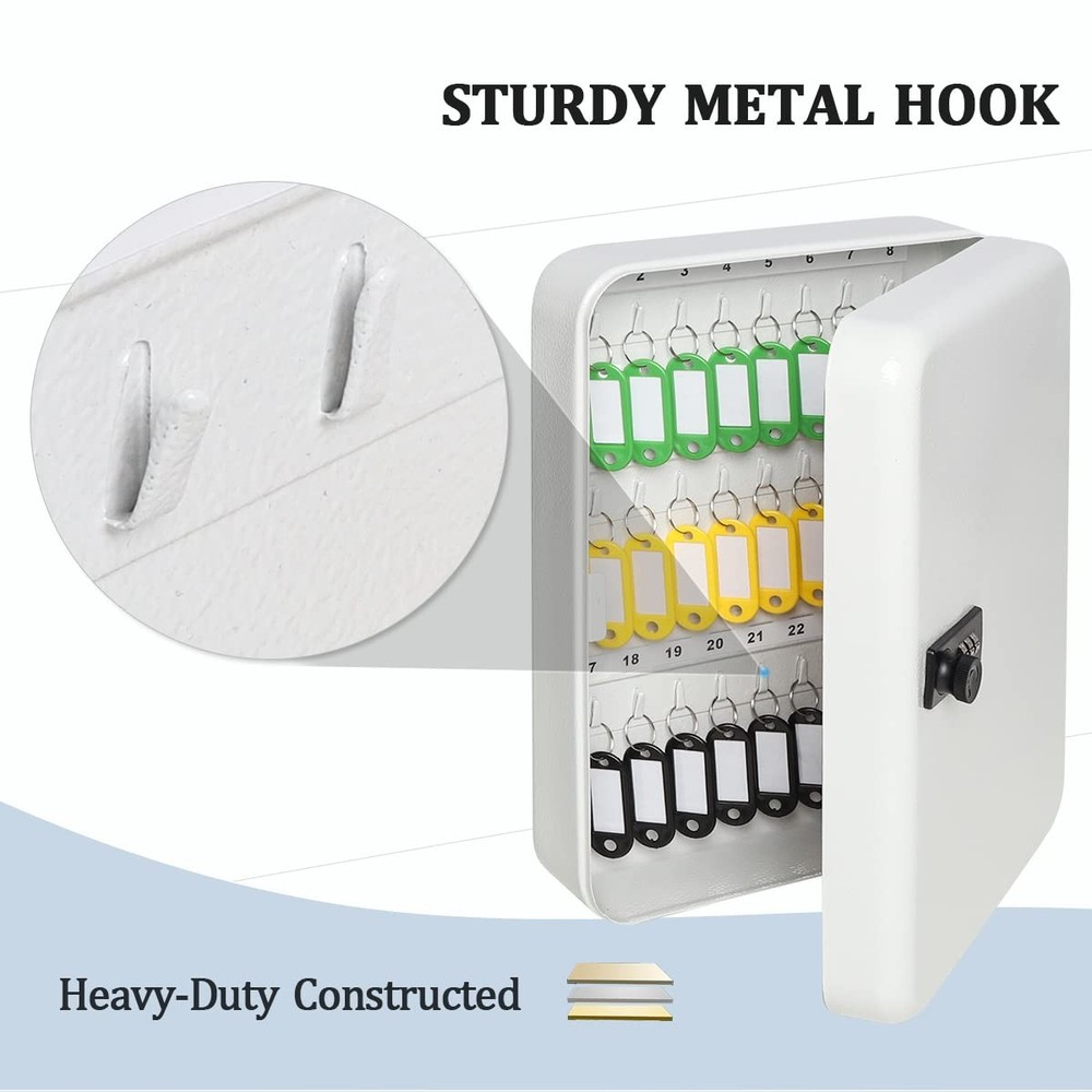 Secure Key Box with Combination Lock, Key Cabinet Wall Mount Lock Box with 48...