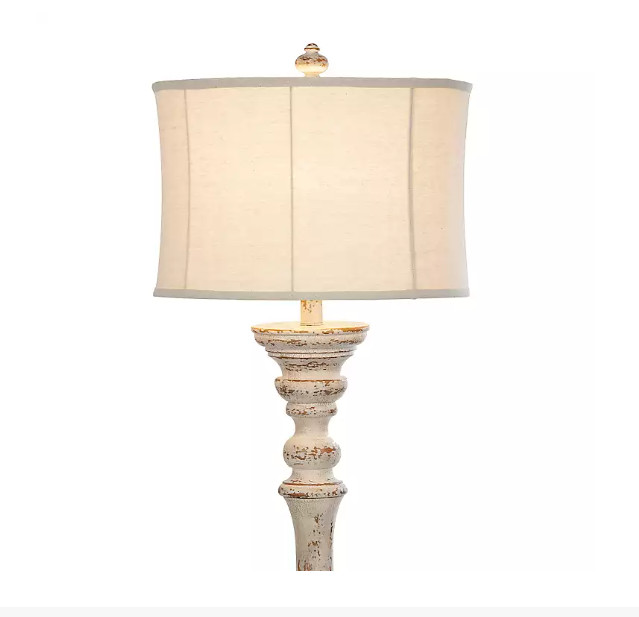 Distressed Cream Spindle Floor Lamp
