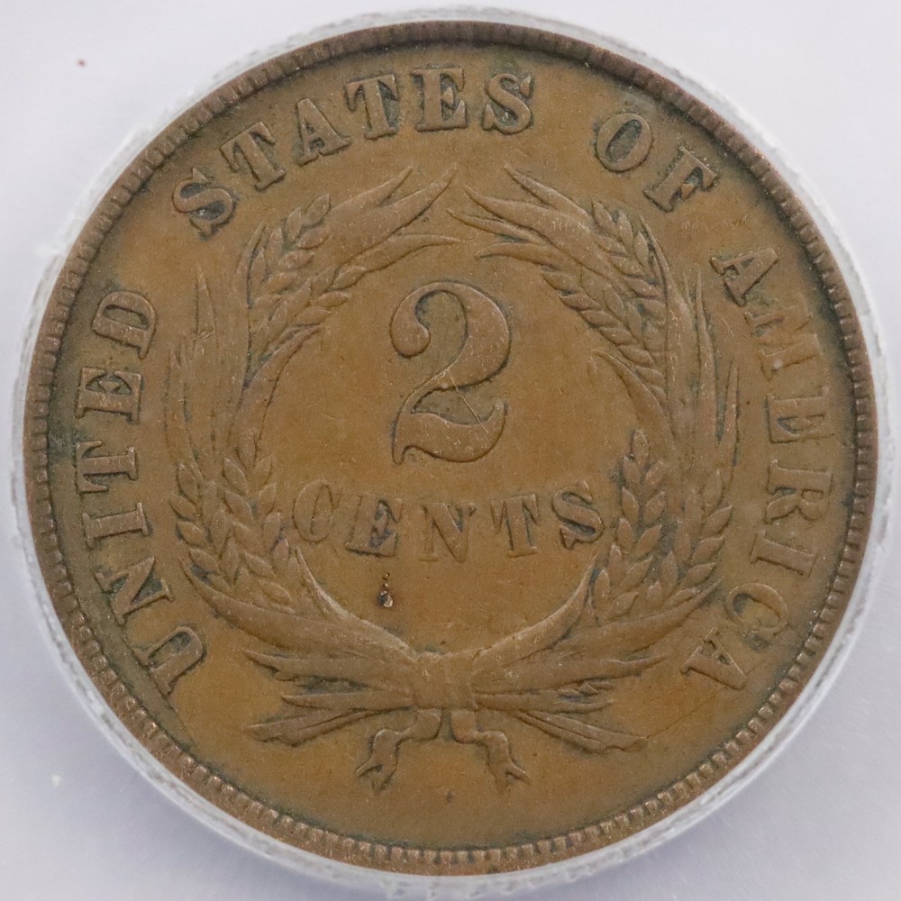 1872 2c Two Cent Piece - ICG VF 25
