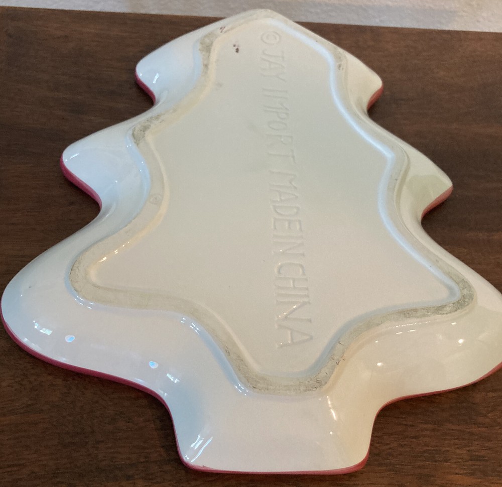 Tree Shaped Serving Dish Cabin Jay Import Christmas 12”x10” (at Widest Point)