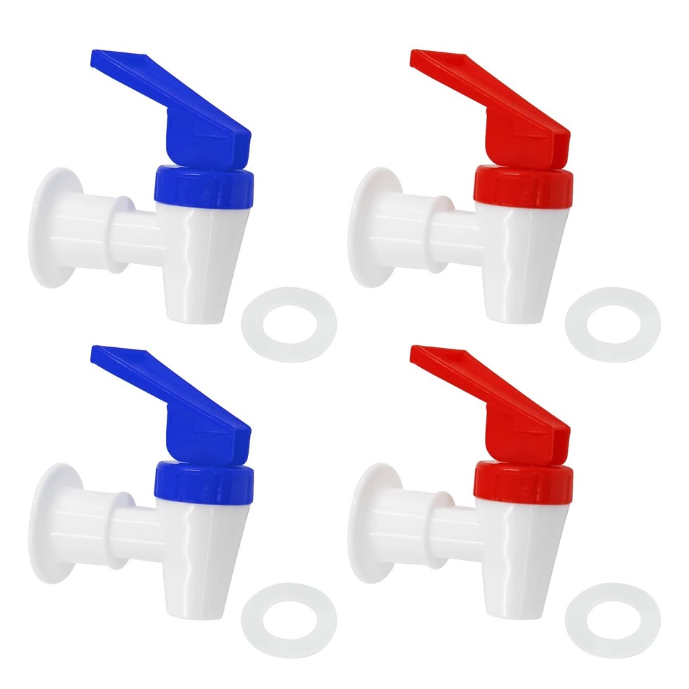 4Pcs Replacement Cooler Faucet, 2 Red and 2 Blue Internal Thread Plastic Spig...