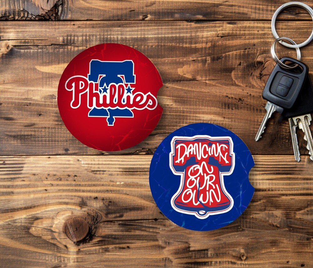 MLB PHILADELPHIA PHILLIES CAR COASTERS 2 PACK