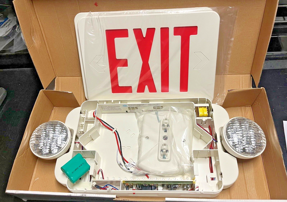 Emergency Light Exit Sign 1-Pack Exit Combo with Battery Backup Store Retail