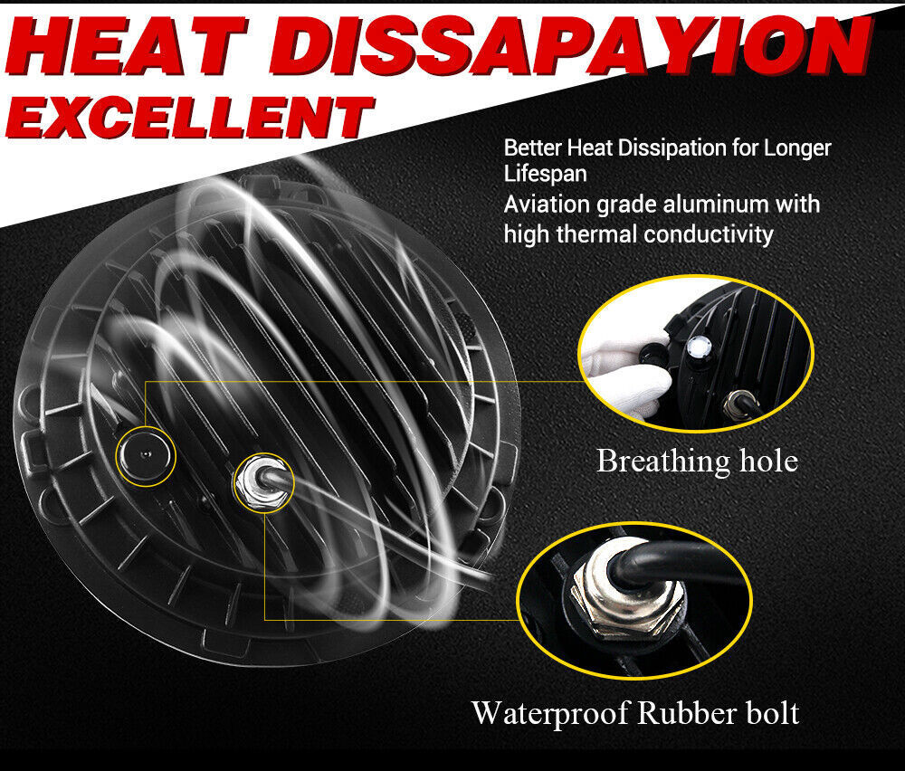 PAIR DOT 7" Inch LED Headlights DRL Turn Signal Combo Beam