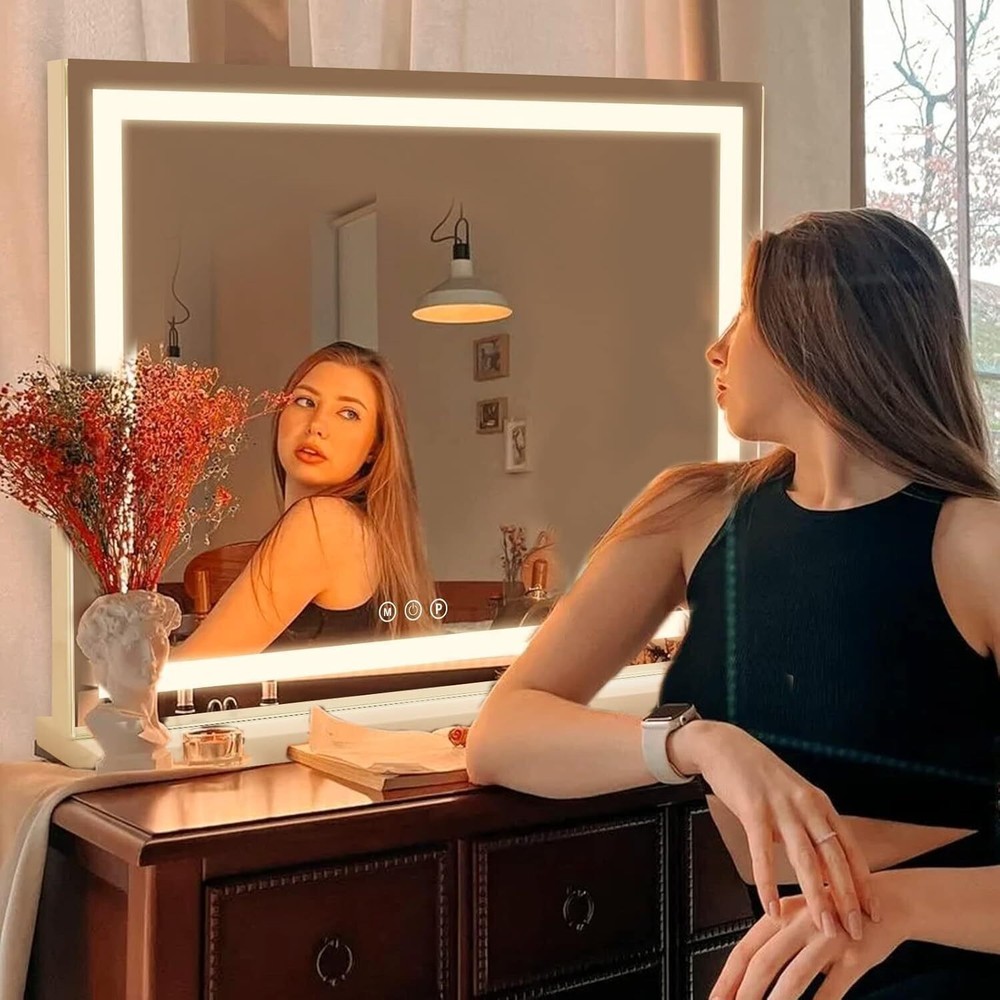 23"x18" Makeup Mirror Vanity with Lights 3 Color Modes & Adjustable Brightness