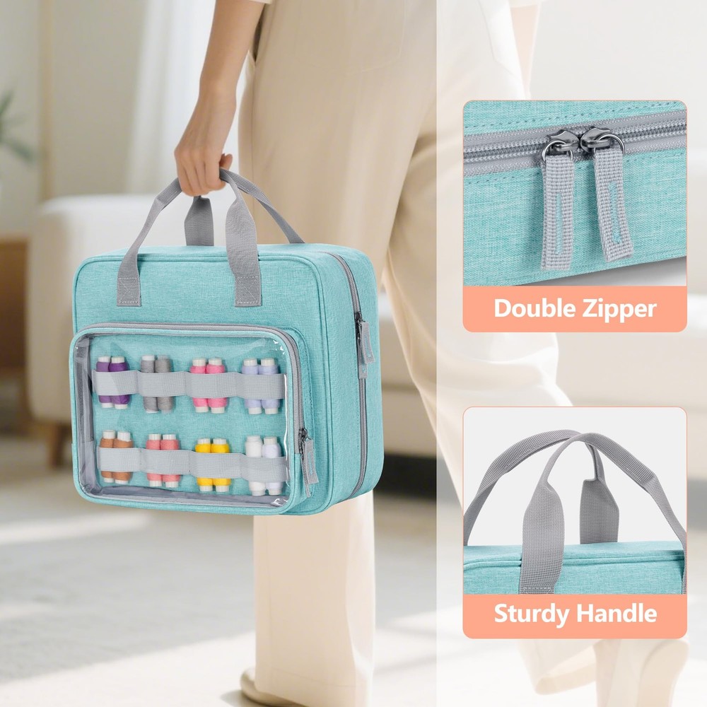 Sewing Storage Organizer Folio Open Design Pockets For Sewing Kits Blue