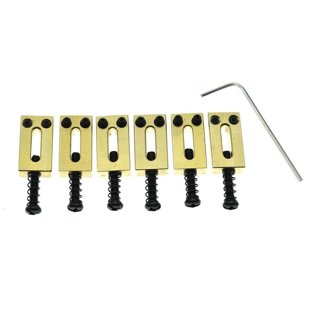 KAISH Solid Brass Guitar Bridge Saddles Saddle 10.5mm, Black Screw