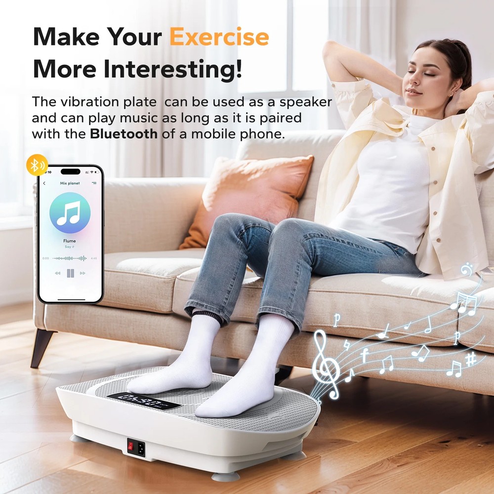 MERACH Vibration Plate Exercise Machine with 2 Resistance Bands Blue Frame
