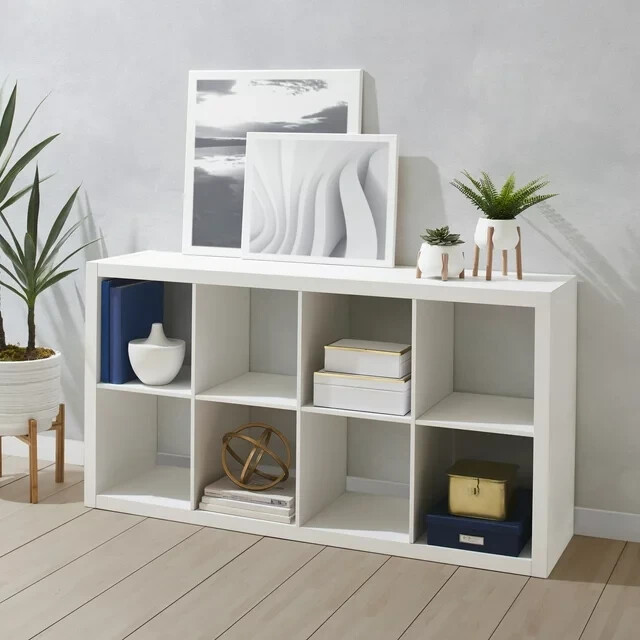Large 8-Cube Open Storage Organizer Shelves Bookcase, Easy Assembly, White