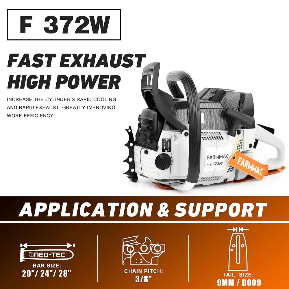 71cc Chainsaw Power Head Without Guide Bar Chain Compatible with Husqvarna 372XP