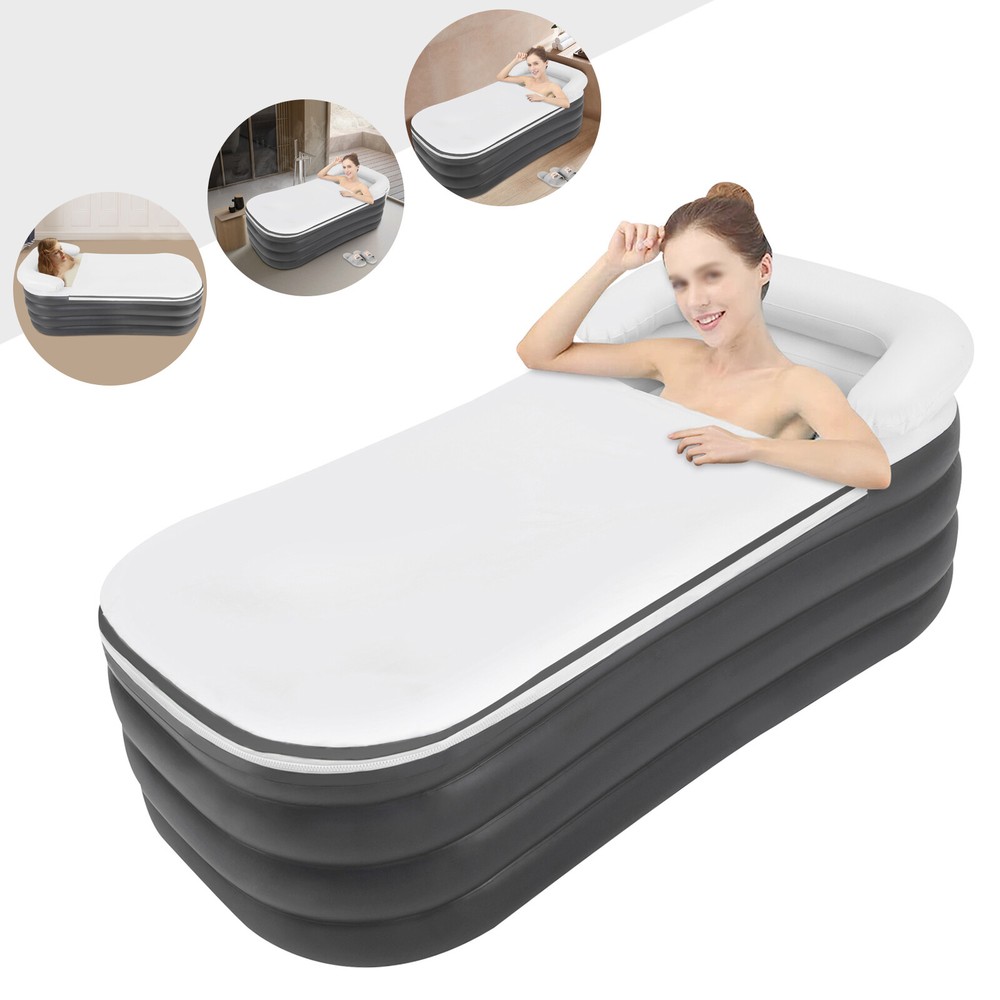 4-Floors Foldable Inflatable Bathtub Rectangle Hot Bath Shower Spa Bath Tub