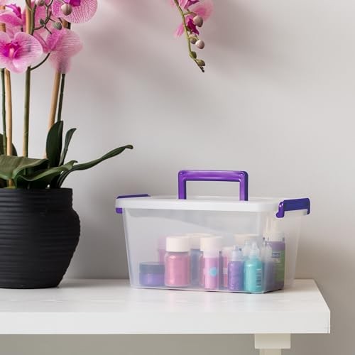 5 Qt. Plastic Craft Storage Container Bins with 5 Qt. - 6 Pack STACK & CARRY
