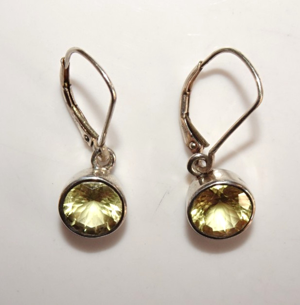 Lemon Quartz Earrings - Sterling Silver j331