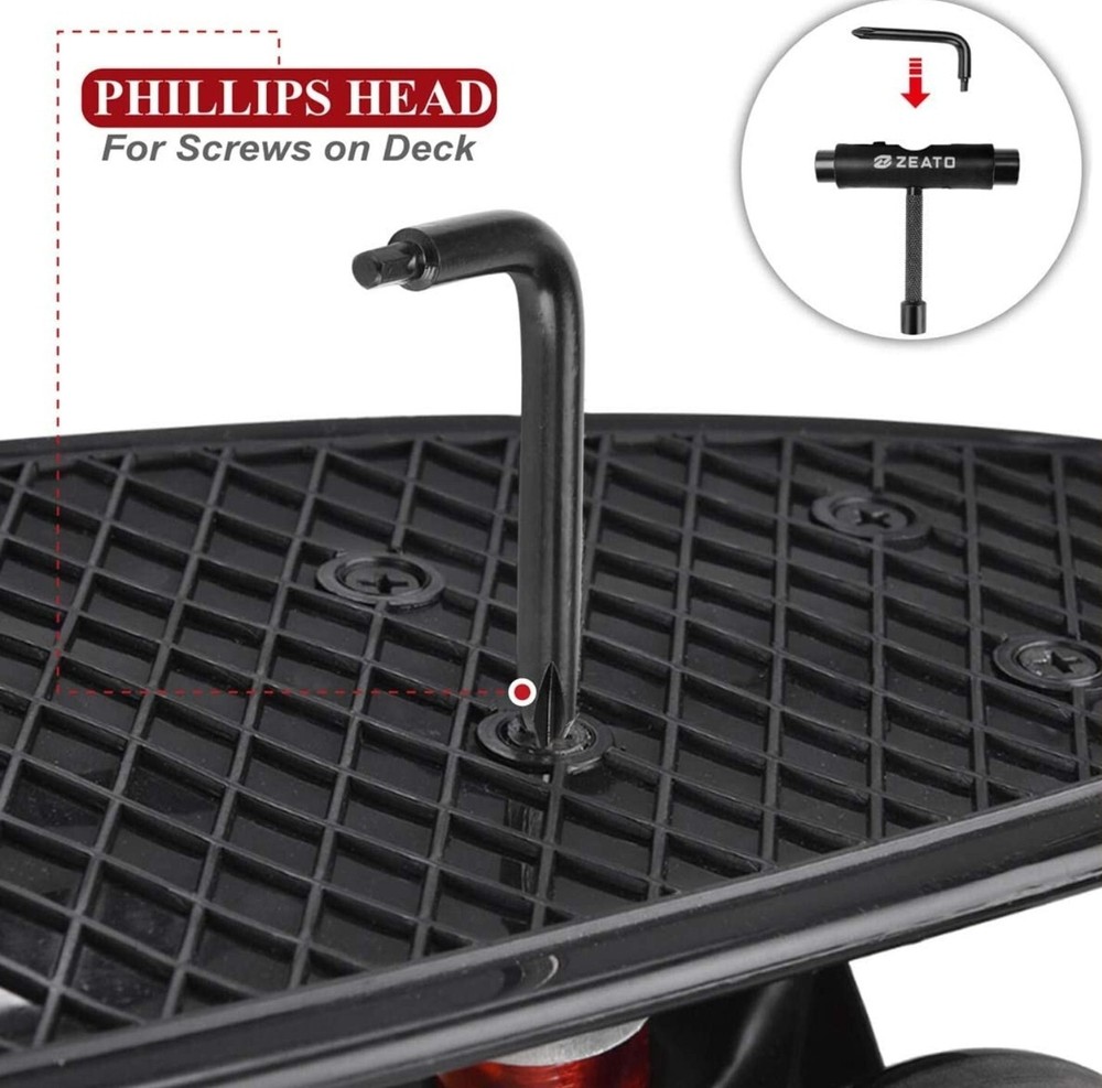 Skate Tool All-in-One Multi-Function Portable Skateboard T Tools Accessory - ...
