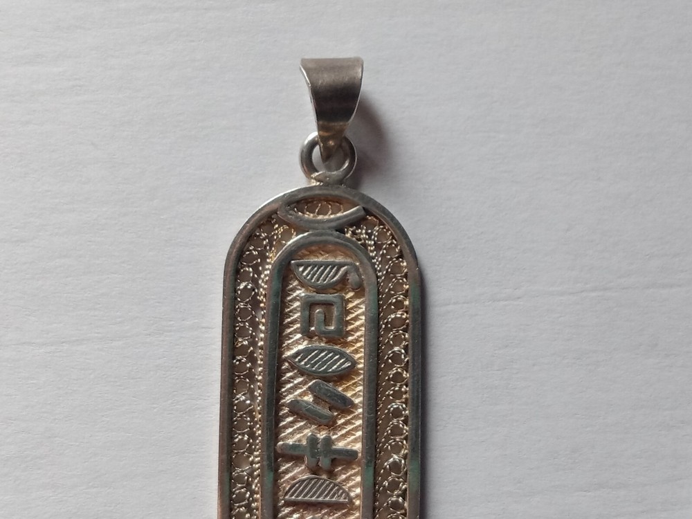 Vintage Hieroglyth Pendant Intricate Silver Filigree Work