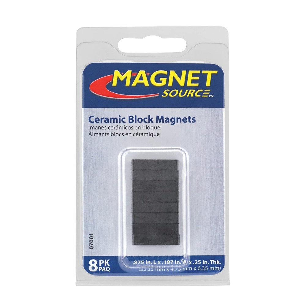 8 Count Ceramic Block Magnets – Rectangular Heavy Duty Magnets for Home & Office
