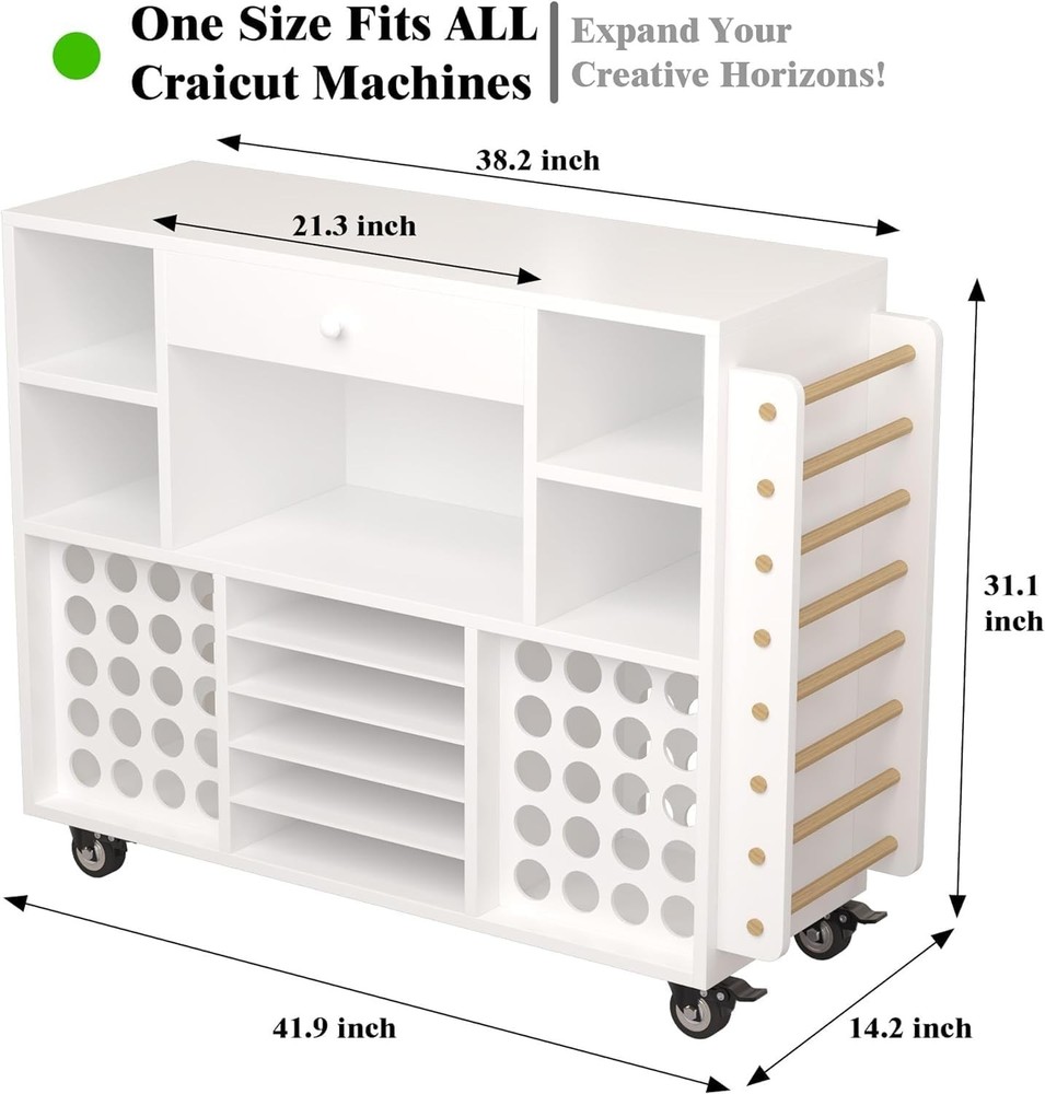 Rolling Craft Cart for Cricut with Vinyl Storage