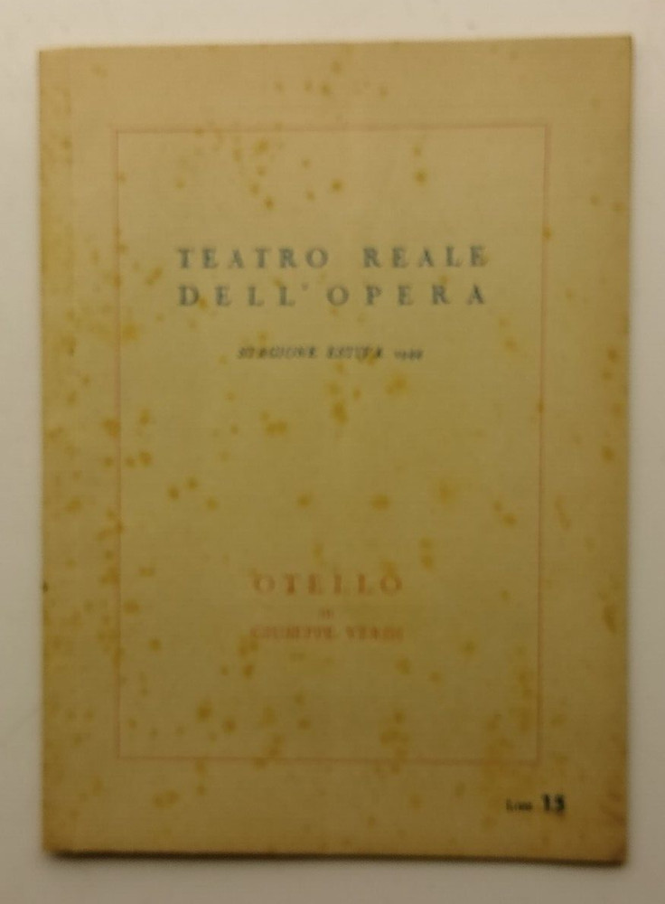 2 x Teatro Reale Dell' Opera programme 1944 Tosca & Othello programmes