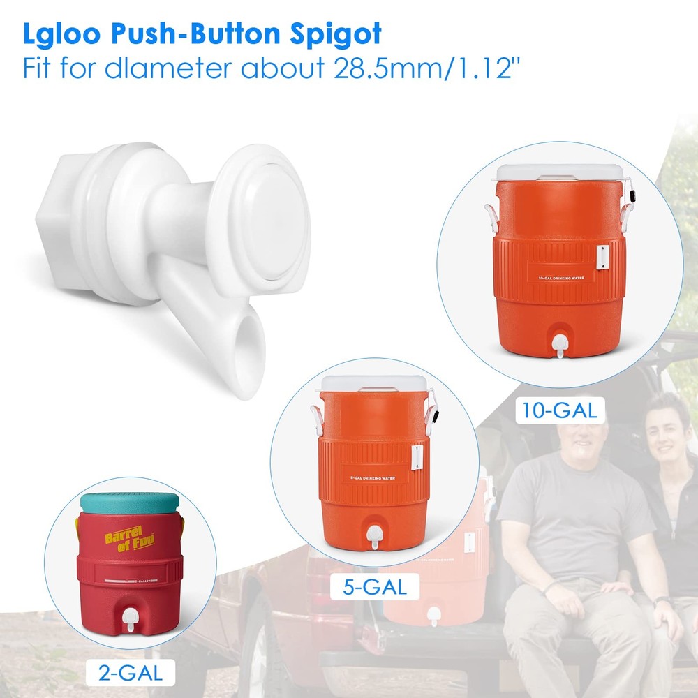 Push Button Water Spigot Replacement Compatible with Igloo 2, 3, 5,10 Gallon