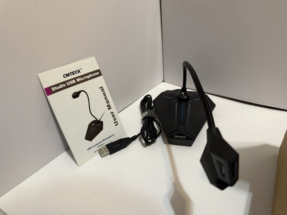 CMTECK Studio USB Gooseneck Microphone Black with Mute Button