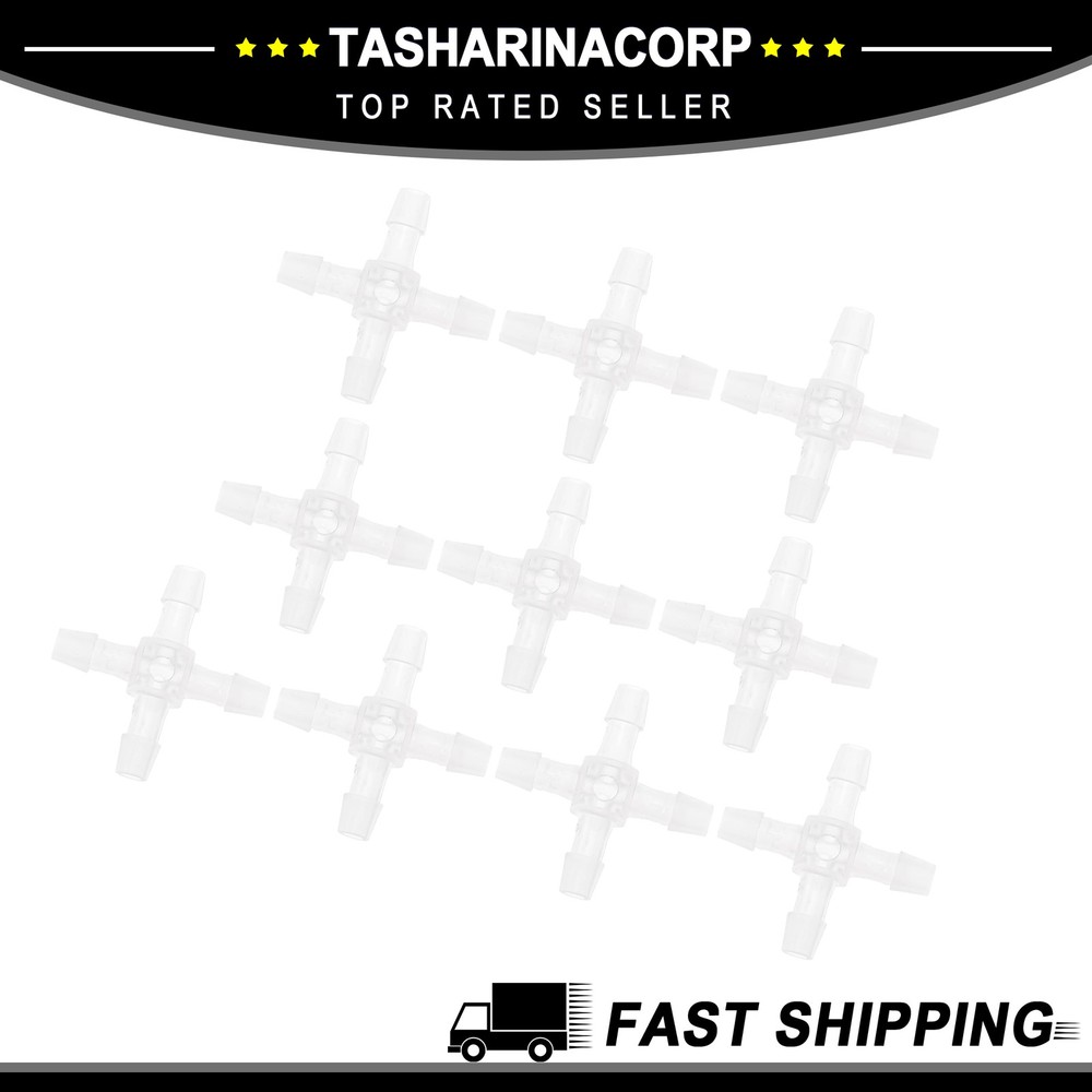 Plastic Hose Barb Fitting 3/16" OD Barb Cross 4 Way Pipe Connector Clear 10Pcs
